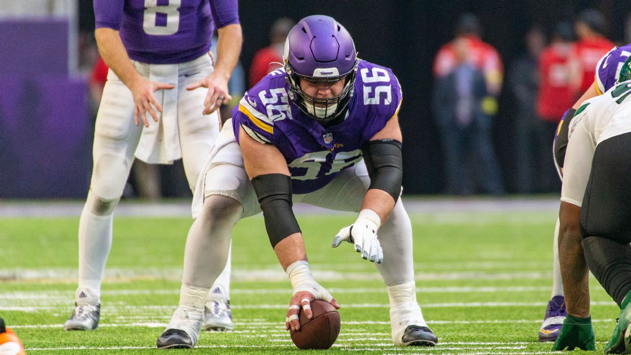 Vikings' Garrett Bradbury out vs. Eagles with low back injury - ESPN