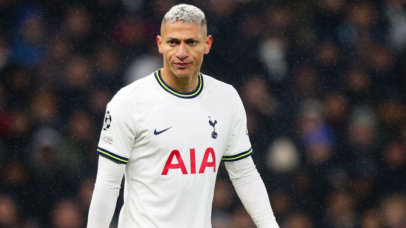 Richarlison of Tottenham Hotspur is pushed to the front of the News  Photo - Getty Images