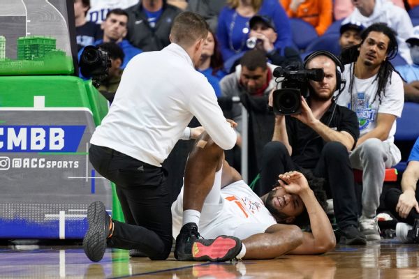 Miami’s Norchad Omier (ankle) exits ACC tournament loss to Duke