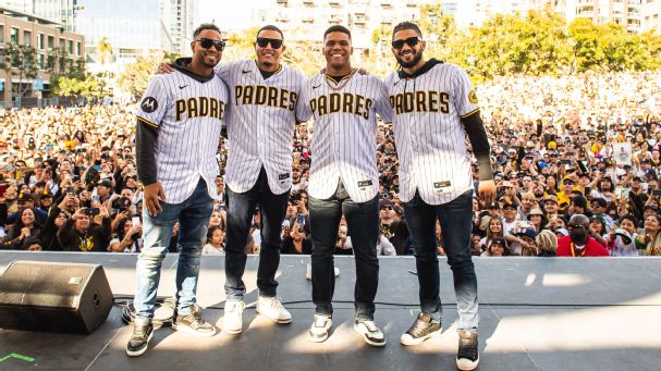 This is a 2023 photo of Fernando Tatis Jr. of the San Diego Padres baseball  team. This image reflects the San Diego Padres active roster as of  Thursday, Feb. 24, 2023, when