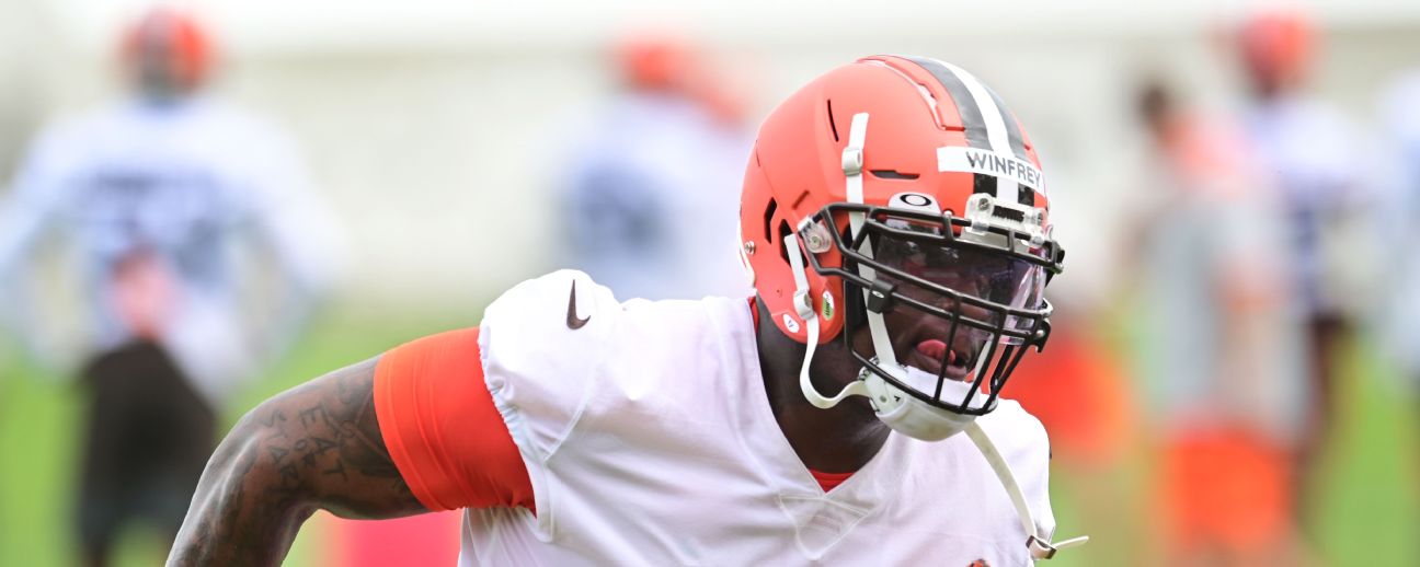 Cleveland Browns defensive tackle Perrion Winfrey (97) stands on