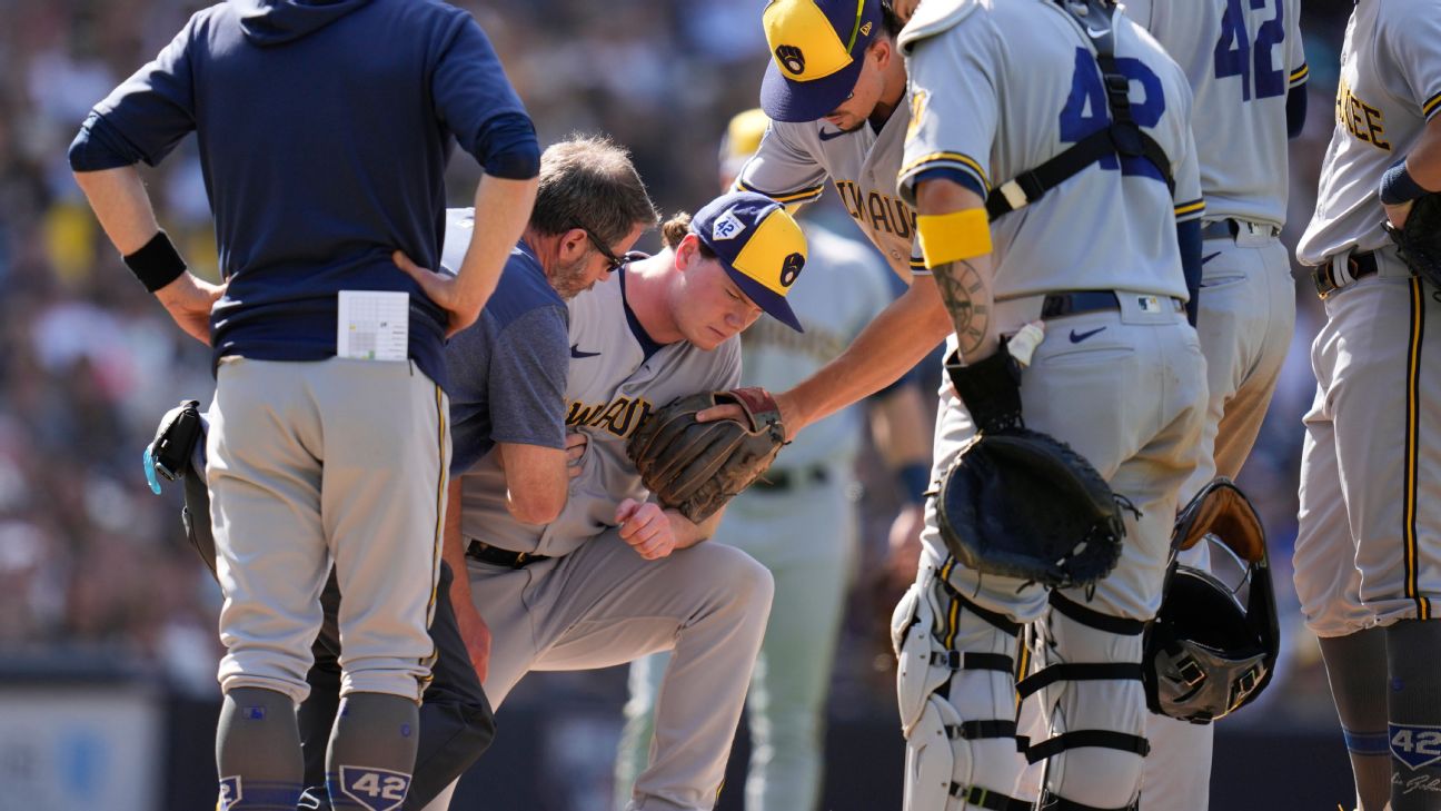 Brewers Pitcher Gus Varland Takes Padres Manny Machado 105 MPH