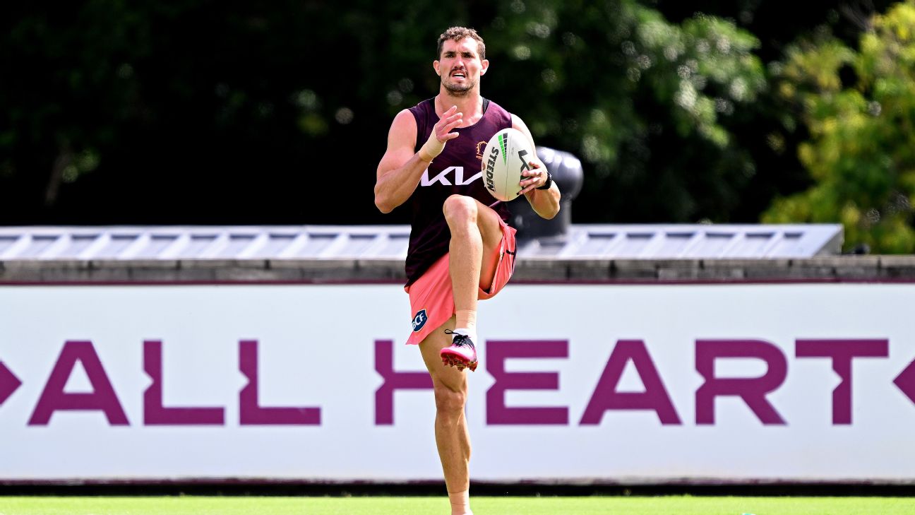 Corey Oates of the Broncos is upended in the tackle during the round  News Photo - Getty Images