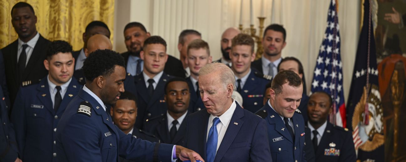 Biden awards football trophy to Air Force Academy