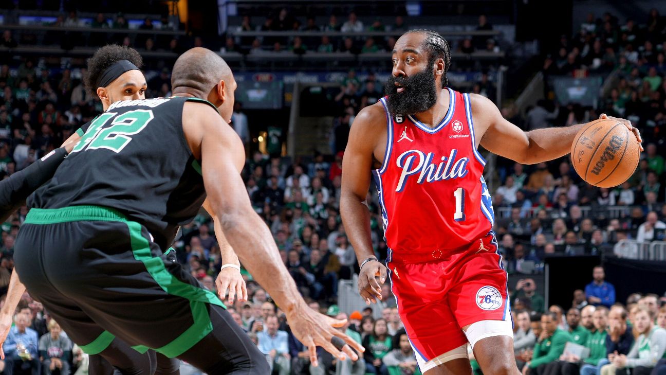 Harden scores 45, hits late 3 as 76ers down Celtics 119-115