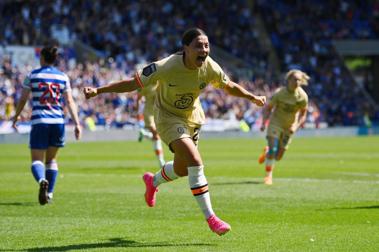 Erin Cuthbert of Chelsea celebrates after scoring her team's