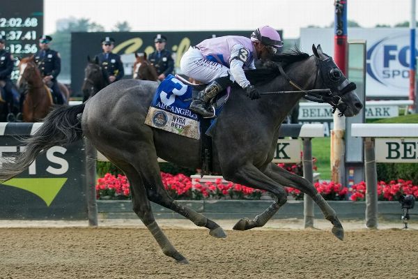 Arcangelo wins Belmont; 1st win for woman trainer