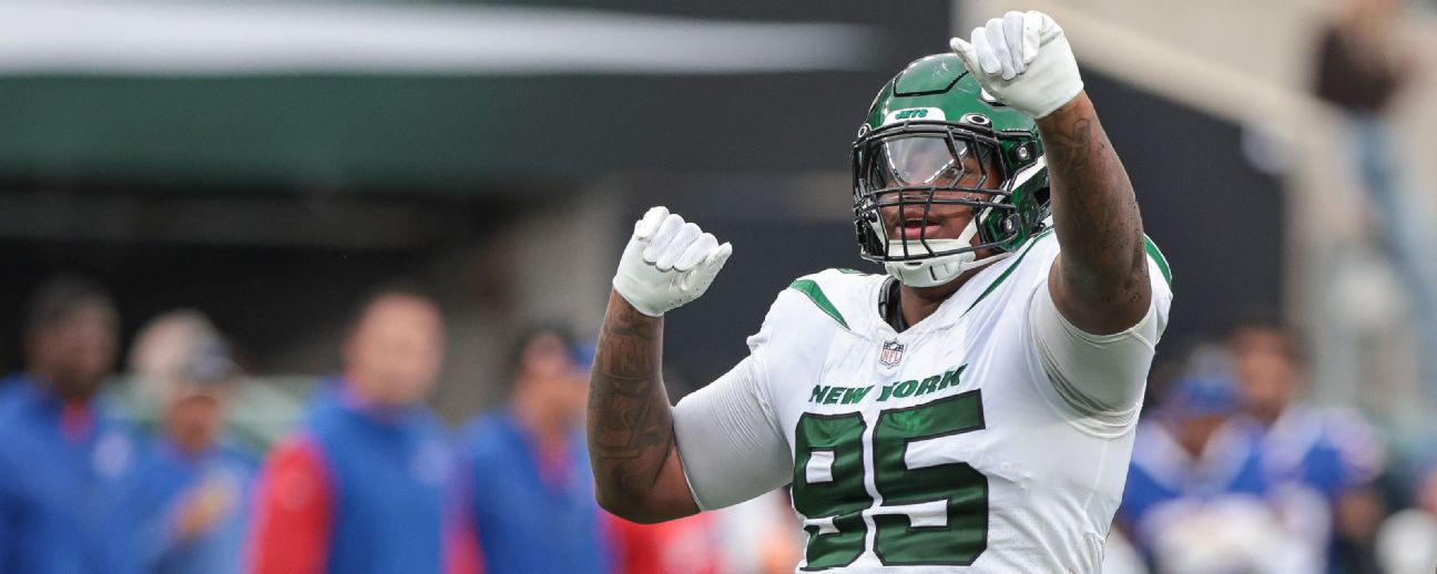 November 04, 2021: New York Jets defensive lineman Quinnen Williams (95)  during NFL football game action between the New York Jets and the  Indianapolis Colts at Lucas Oil Stadium in Indianapolis, Indiana.