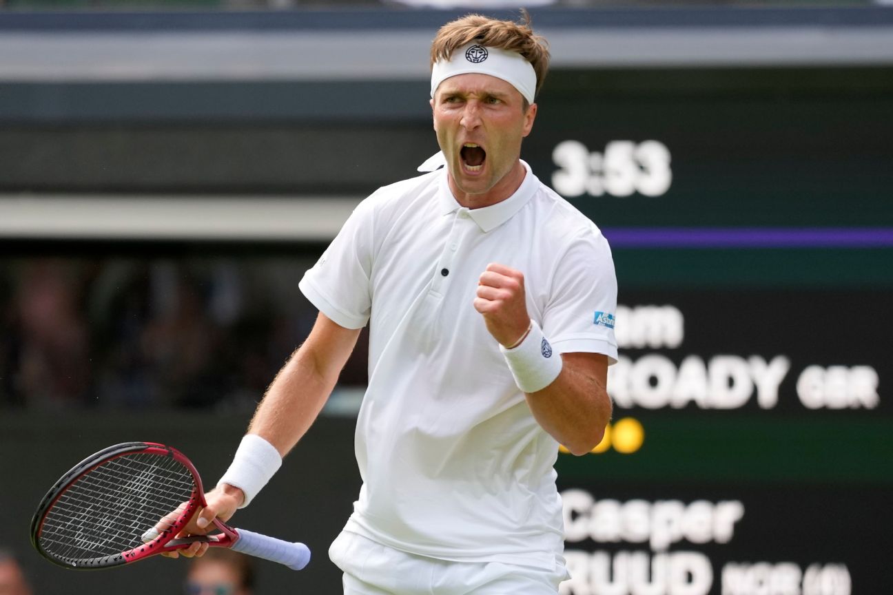 Britain's Broady stuns No. 4 Ruud at Wimbledon