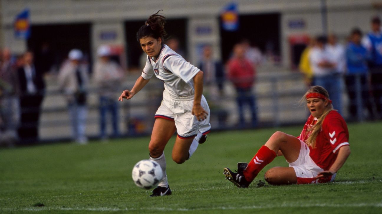 U.S. National Team Soccer Jersey, worn by Mia Hamm