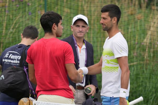 Alcaraz on if dad filmed Novak practice: 'Probably'