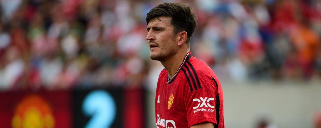 Harry Maguire #5 of Manchester United during a game between Arsenal and Manchester United at MetLife Stadium on July 22, 2023 in East Rutherford, New Jersey.