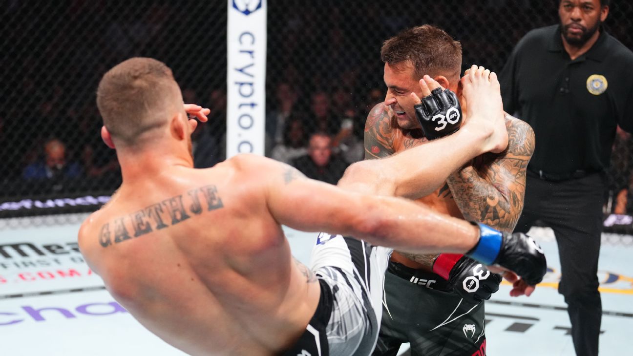 UFC 291 Justin Gaethjes epic head kick earns BMF title in rematch against Dustin Poirier