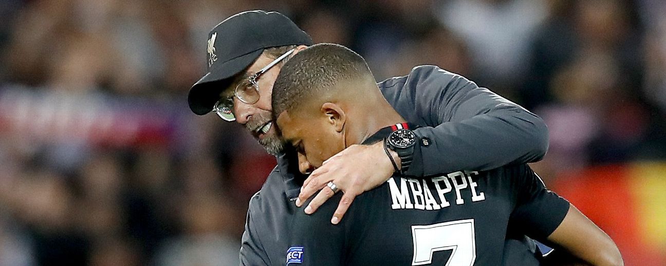 Jurgen Klopp and Kylian Mbappe