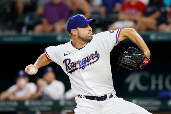 Scherzer settles in, K’s 9 to win Rangers debut