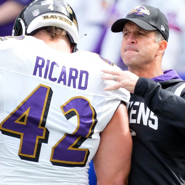 Pro Bowl FB Ricard joins Ravens' OL for practice