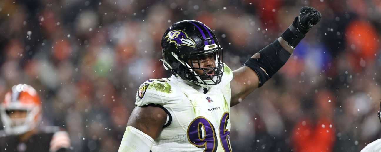 Baltimore Ravens defensive tackle Broderick Washington (96) warms up before  an NFL football game against the New Orleans Saints, Monday, Nov. 7, 2022,  in New Orleans. (AP Photo/Tyler Kaufman Stock Photo - Alamy