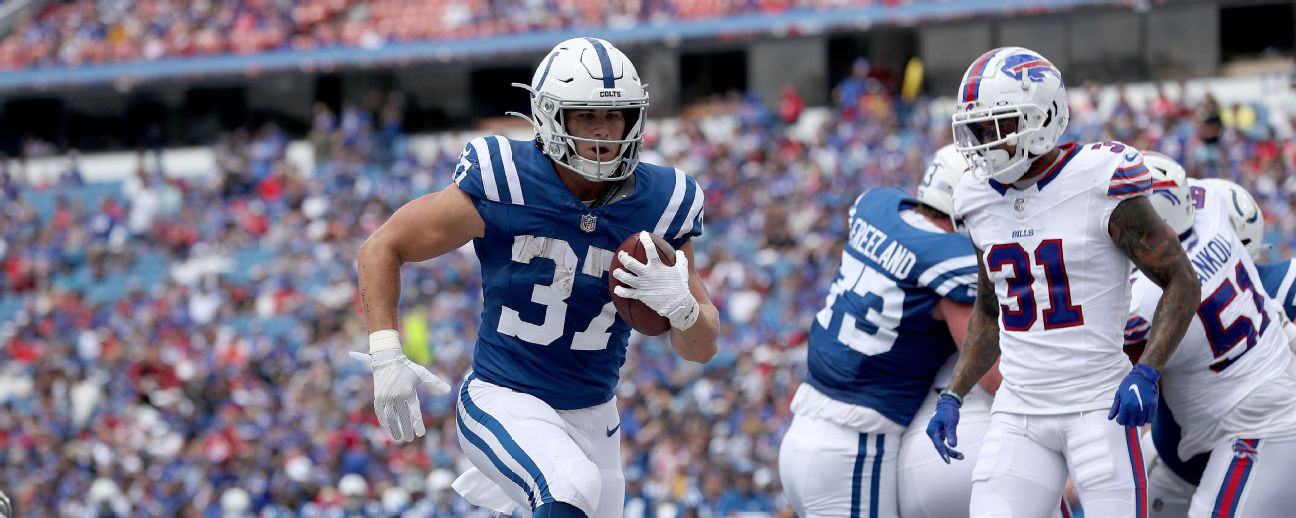 Indianapolis Colts running back Jake Funk (37) runs with the ball