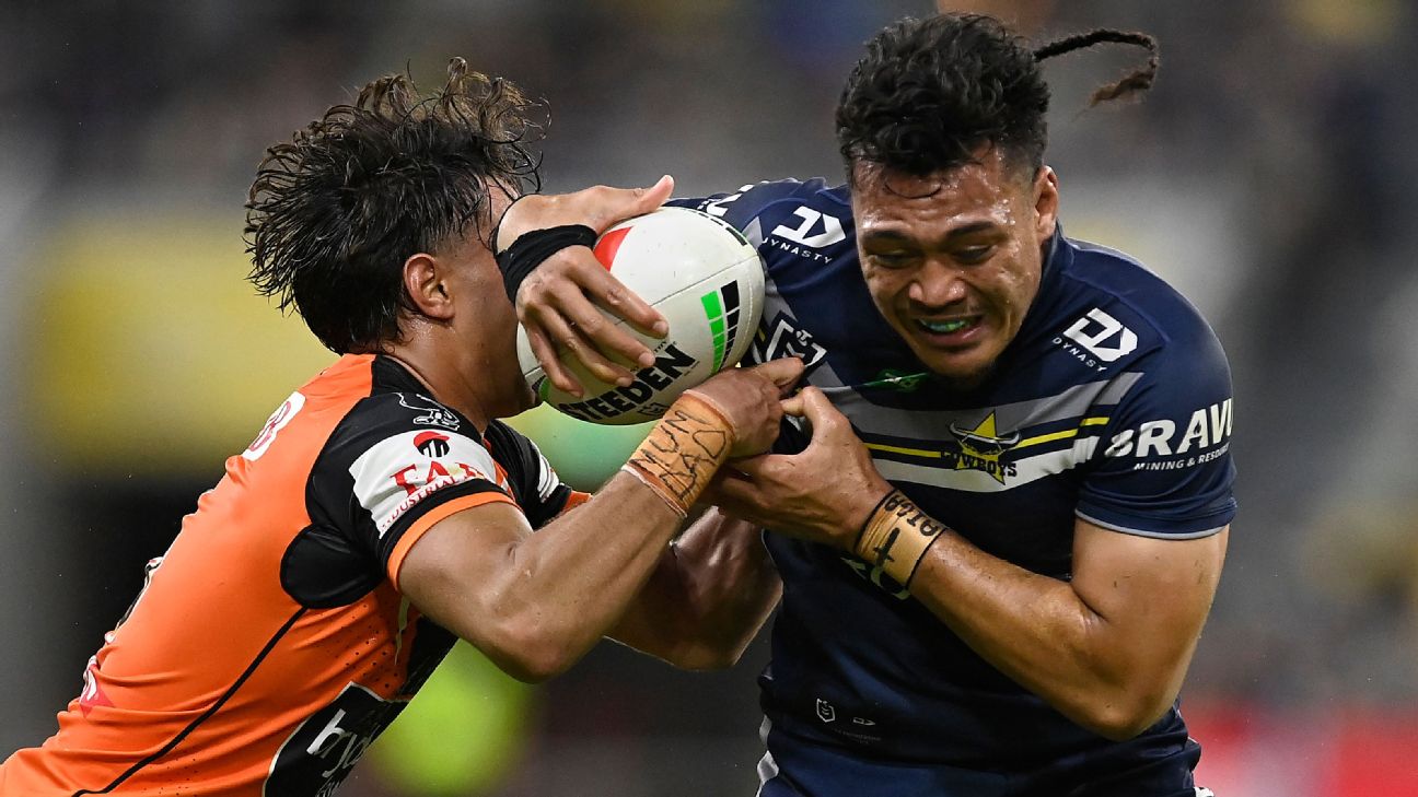 Jeremiah Nanai of the Cowboys. — Article image accompanying NRL transfer whispers: Flegler move likely; Cowboys keen to keep Nanai on WagerUp Sports News. Jeremiah Nanai of the Cowboys. — Article image accompanying NRL transfer whispers: Flegler move likely; Cowboys keen to keep Nanai on WagerUp Sports News.