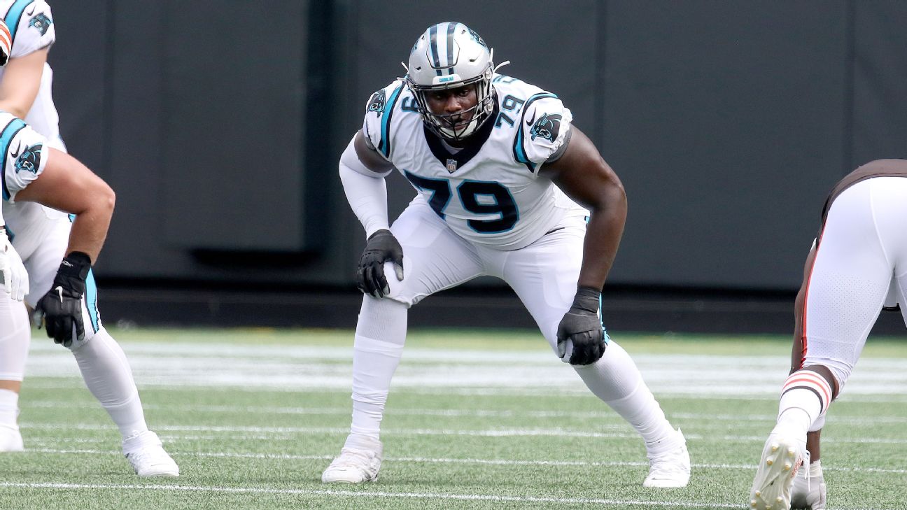 Offensive tackle Ikem Ekwonu of the Carolina Panthers is introduced News  Photo - Getty Images