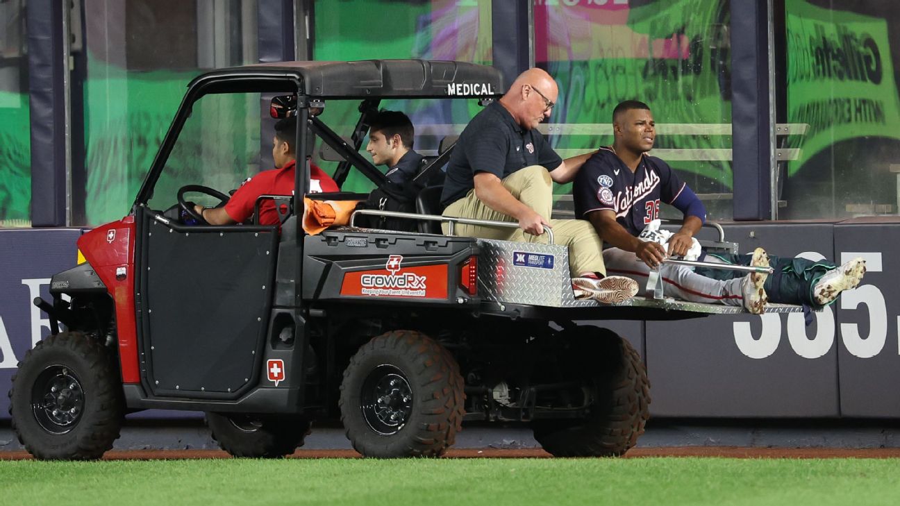 Nats' Garrett broke leg on HR-robbing attempt