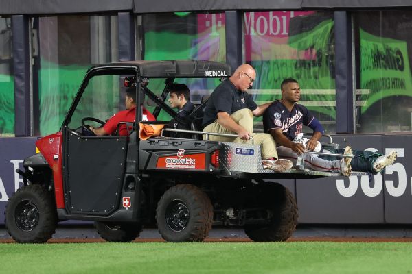 Nationals' Garrett carted off with injured ankle