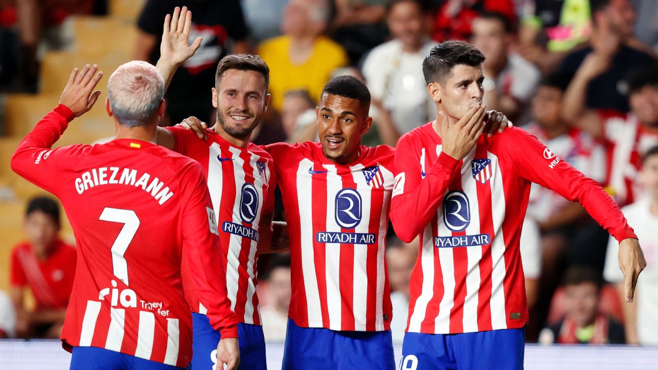 Morata nets two as Atletico Madrid rout Rayo 7-0