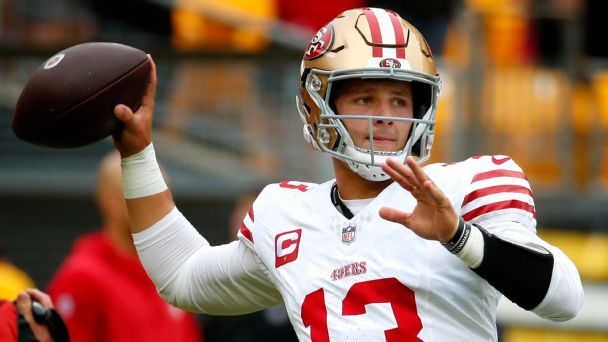 Brock Purdy hits Brandon Aiyuk with pair of first-half 49ers touchdown passes