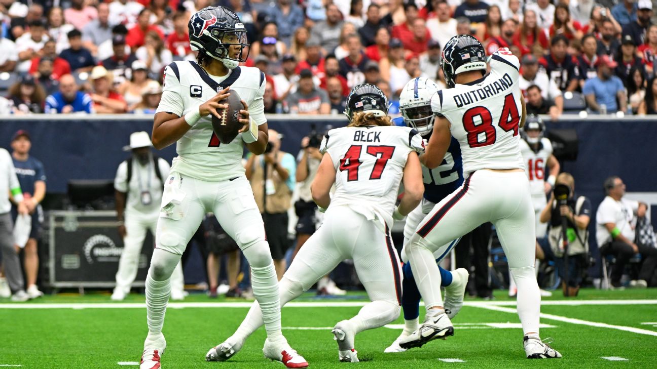 C.J. Stroud throws for 384 yards and two touchdowns in the Texans home  opener against the Indianapolis Colts.