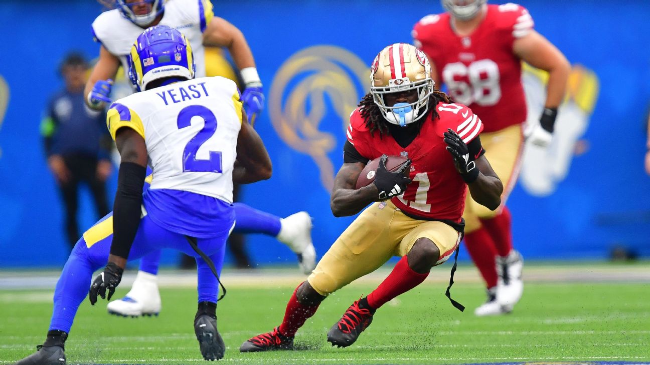 49ers leading WR Aiyuk inactive against Giants