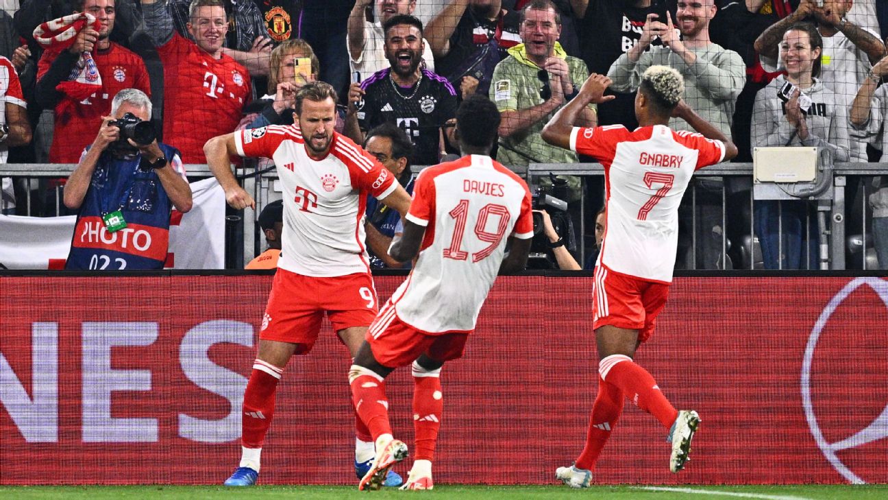 Kane scores in Bayern's UCL win over Man United