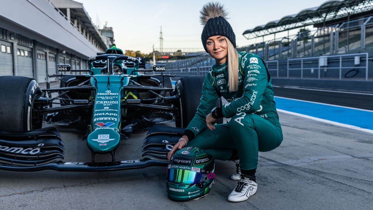 Jess Hawkins becomes first woman to drive modern F1 car for five years