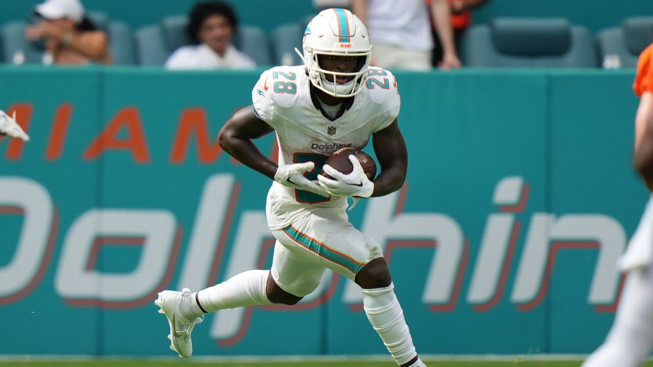 Dolphins put rookie RB De'Von Achane (knee) on IR - ESPN