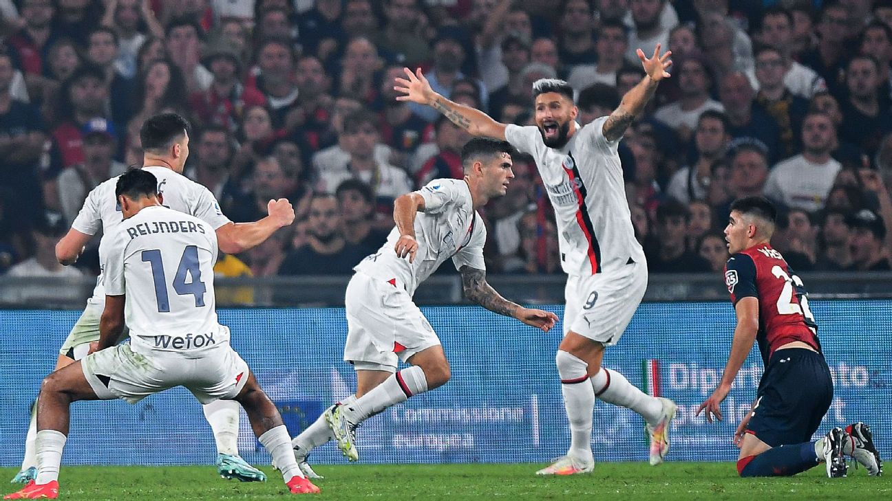 Pulisic scores, Giroud steps in as GK in Milan win