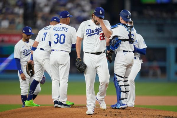 Dodgers’ Kershaw yanked after 6-run 1st inning