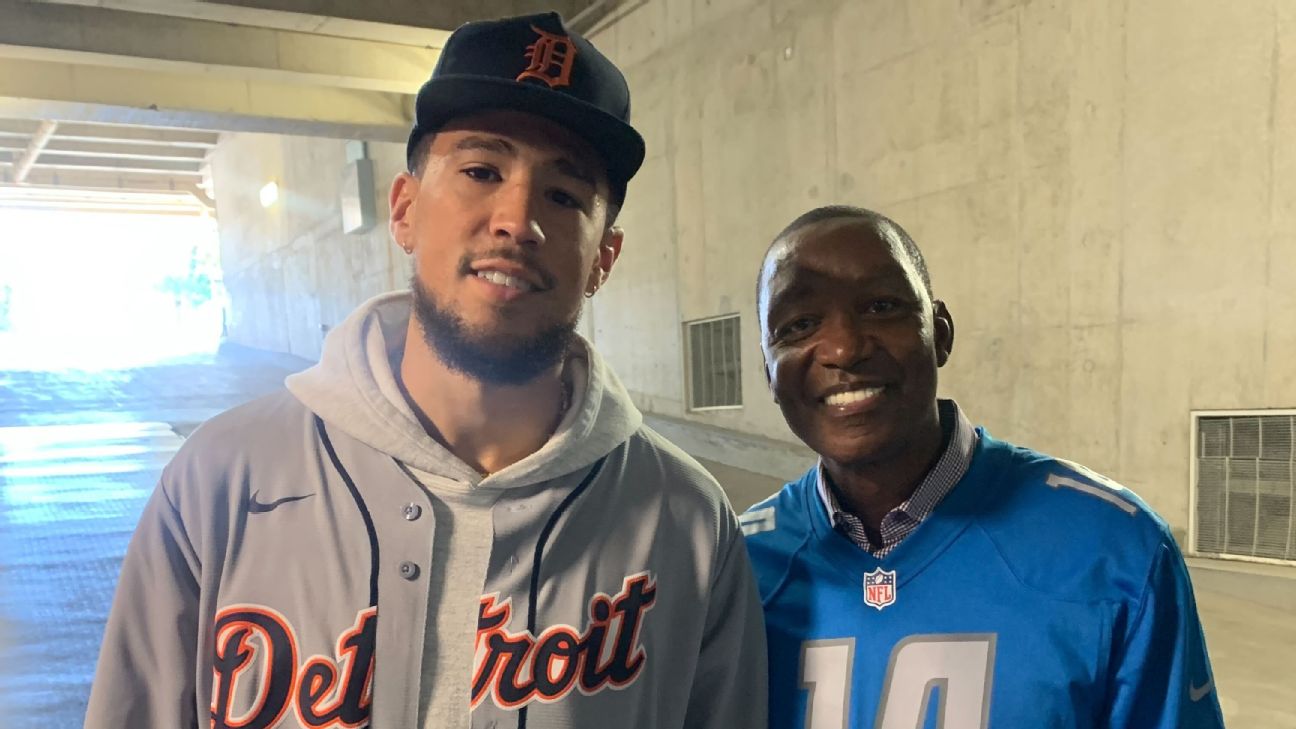 Is Devin Booker attending Lions game instead of playing vs Detroit