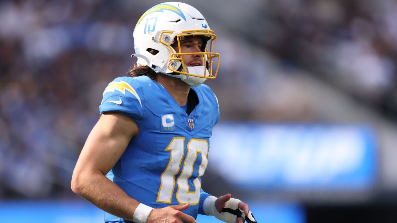 Chargers' Justin Herbert sits out practice Friday, questionable vs. Jaguars  - ESPN