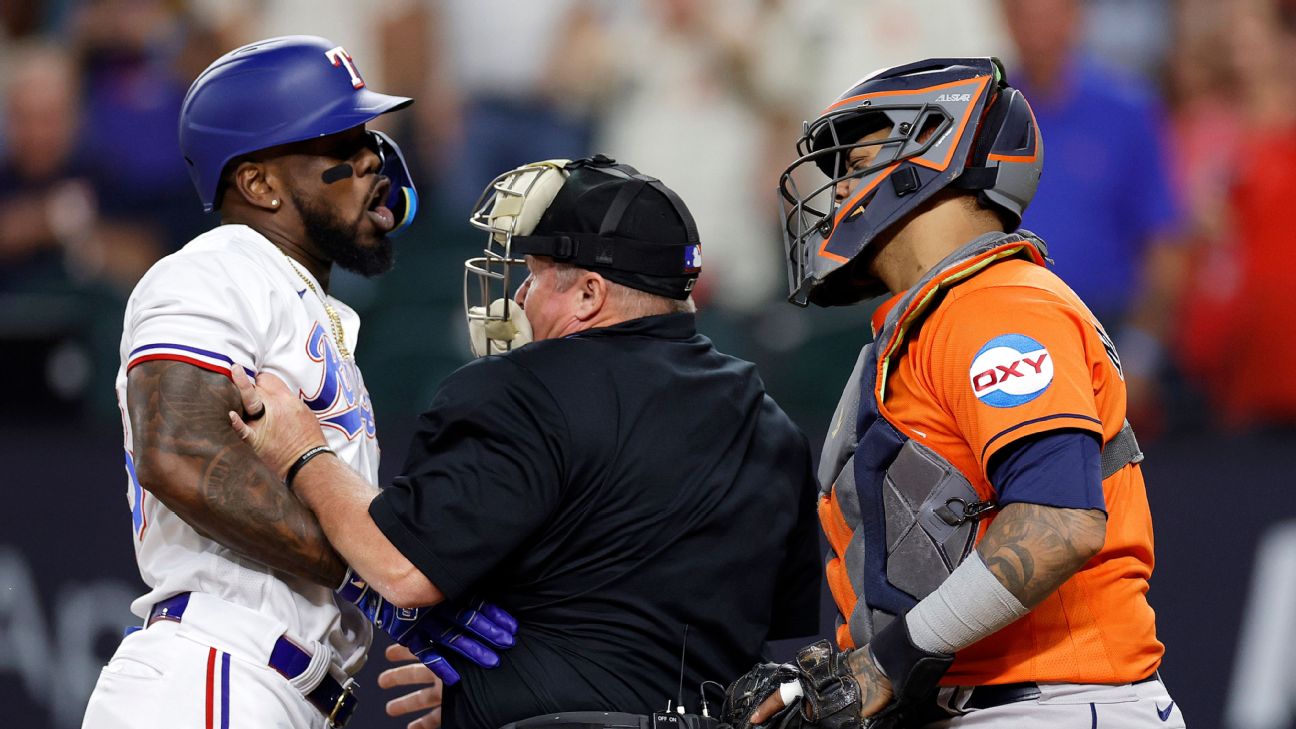 Rangers rip Astros after tempers flare in HBP fracas -- 'Not right' - ESPN
