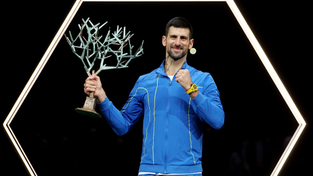 Djokovic tops Dimitrov for 7th Paris Masters title