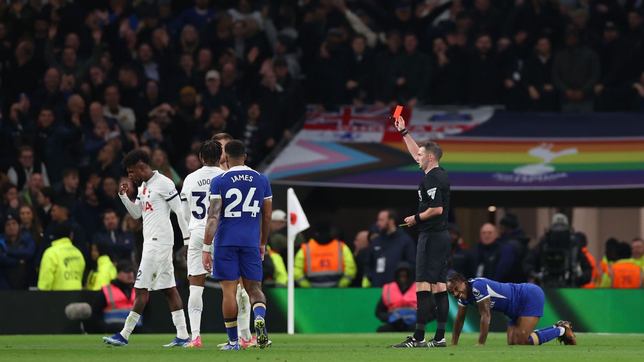 Tottenham 1-4 Chelsea: Nine-man Spurs fall to Pochettino's Blues