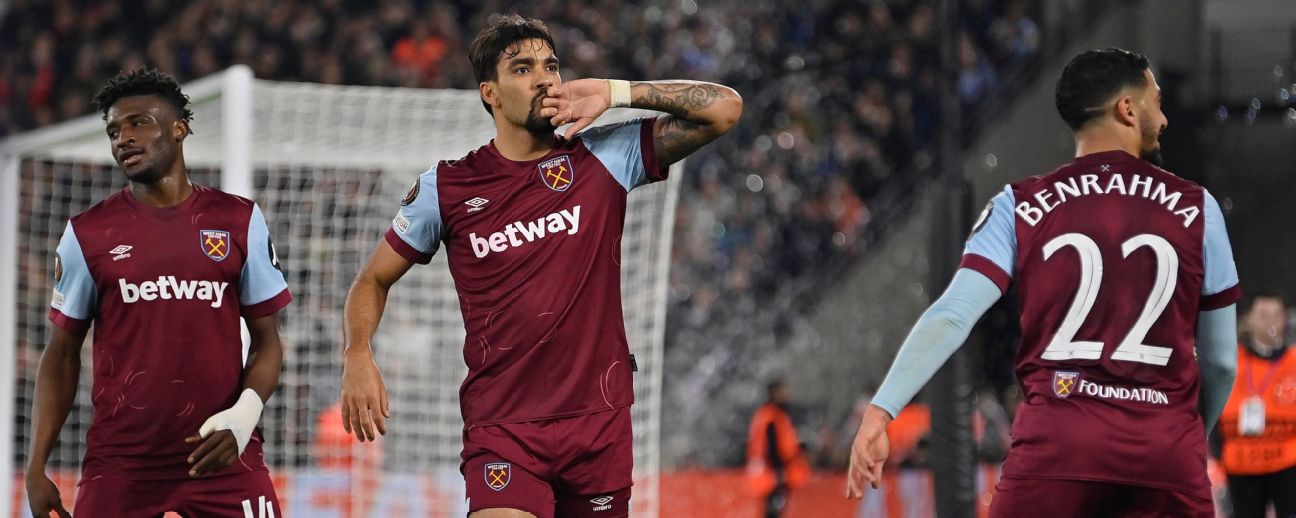 West Ham secure late win over Olympiakos, Marseille beat AEK