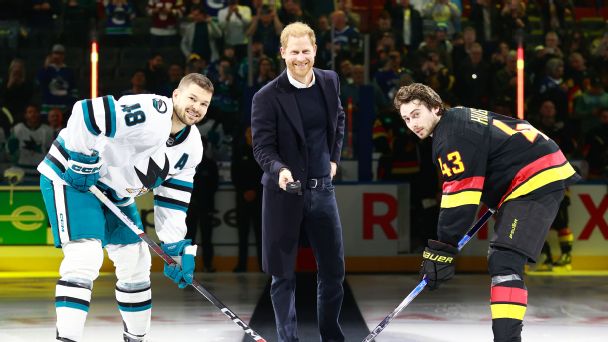 Royalty on ice: Prince Harry drops puck at Vancouver Canucks game