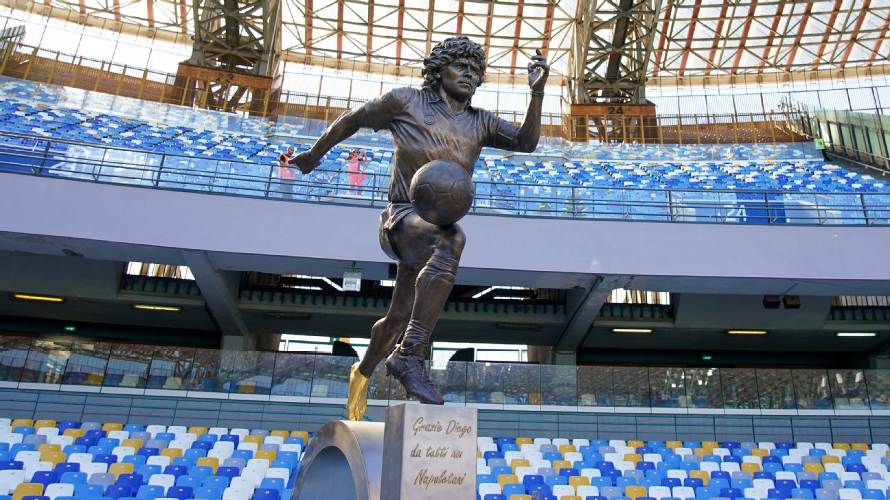 Statue at Napoli's Stadio Diego Armando Maradona [1296x729]