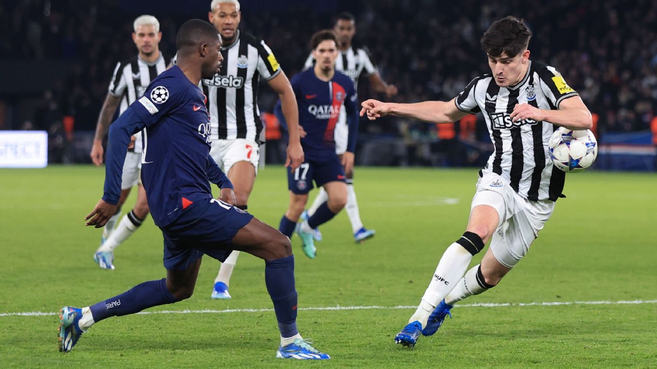 Com pênalti no fim do jogo, PSG e Newcastle empatam e embolam o