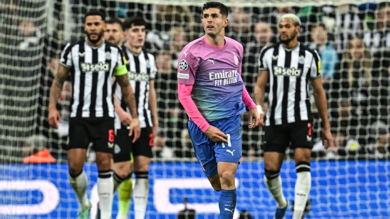 Pulisic scores but Milan, Newcastle both exit UCL