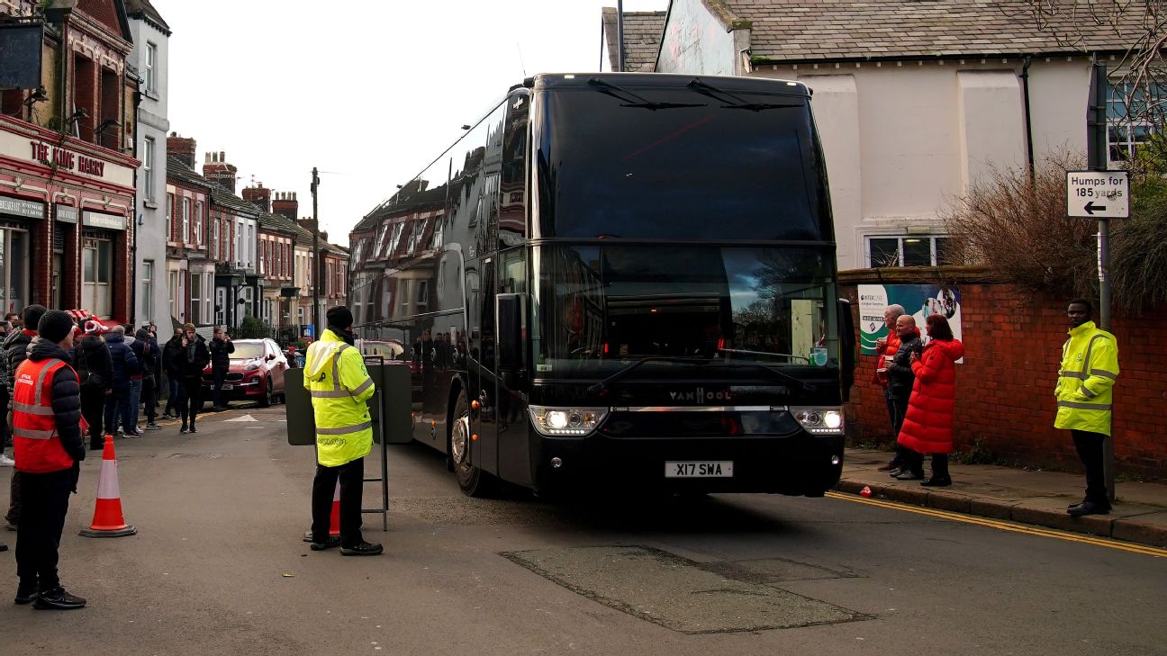 Bottle thrown at Man Utd bus in Liverpool