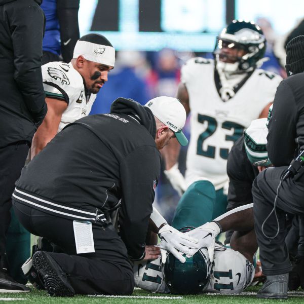 Brown hurt, Hurts pulled as Eagles trail vs. Giants www.espn.com – TOP