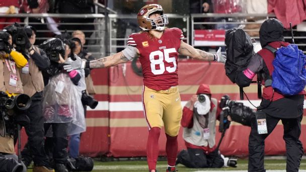 Brock Purdy hits George Kittle on 32-yard touchdown pass for 49ers