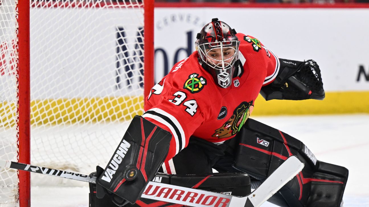 Blackhawks place goaltender Petr Mrazek on IR with a left groin injury ...