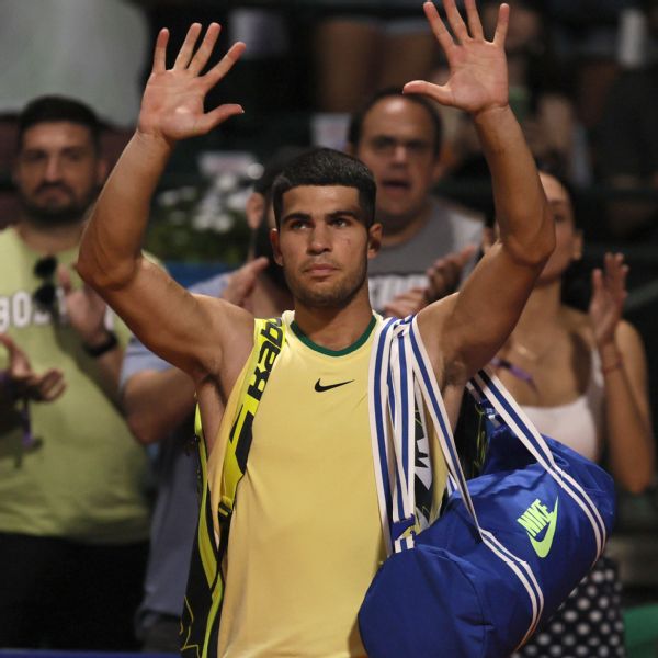 Frustrated Alcaraz smashes his racquet after loss
